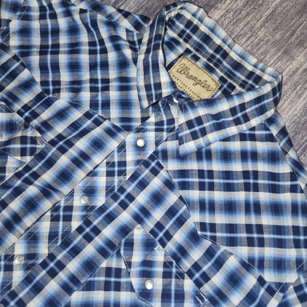 Wrangler Western Fashion Pearl Snap Shirt Plaid Short Sleeve Menswear 2XL